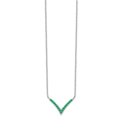 14k White Gold Gmstone V-Necklace 18"