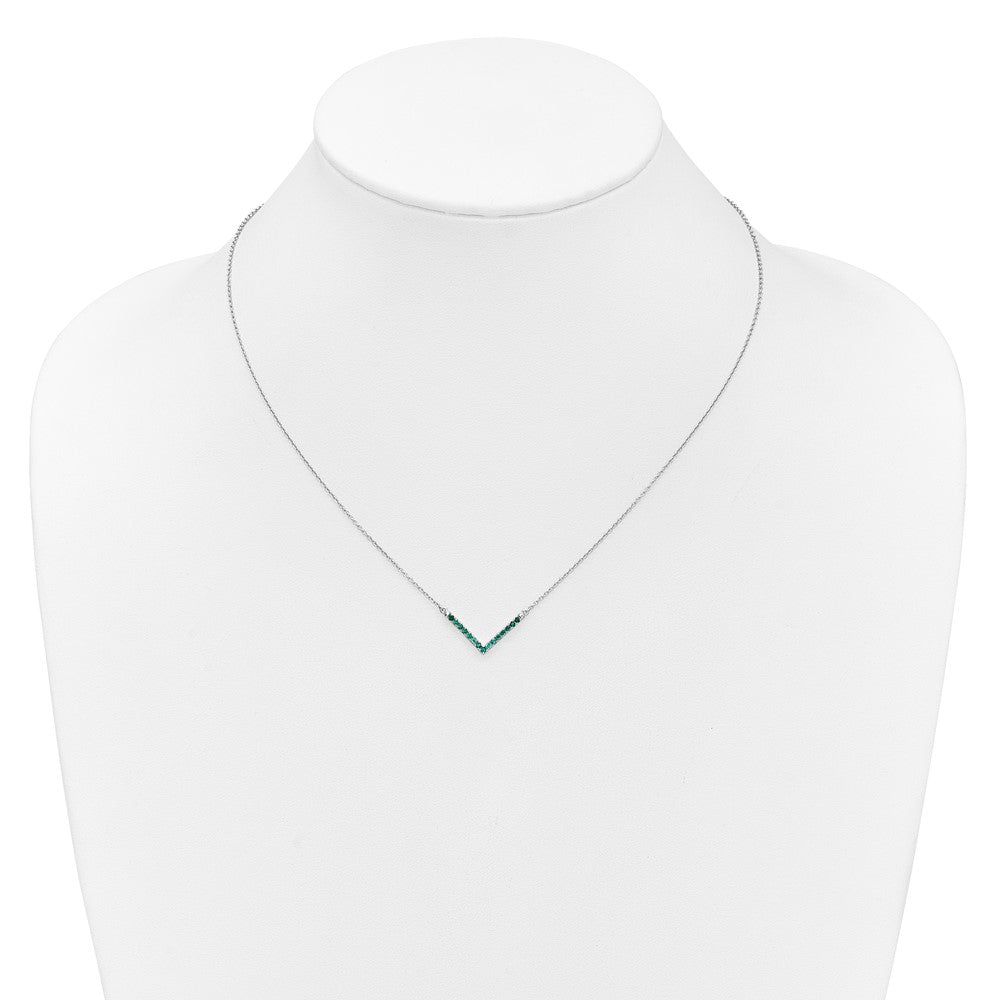 14k White Gold Gmstone V-Necklace 18"