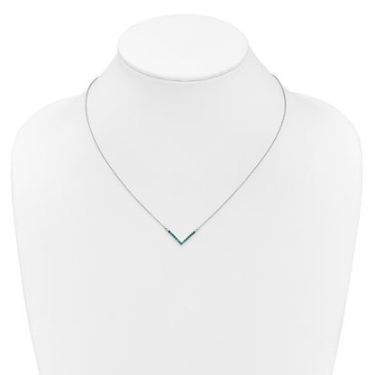 14k White Gold Gmstone V-Necklace 18"