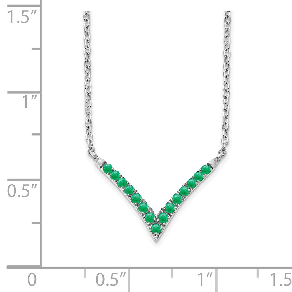 14k White Gold Gmstone V-Necklace 18"