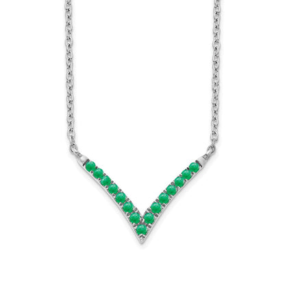 14k White Gold Gmstone V-Necklace 18"