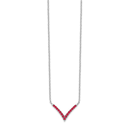 14k White Gold Gmstone V-Necklace 18"