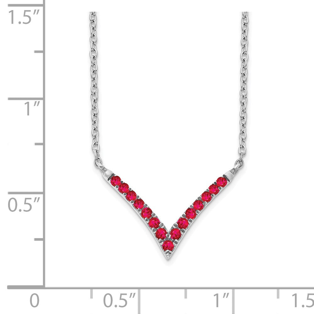 14k White Gold Gmstone V-Necklace 18"