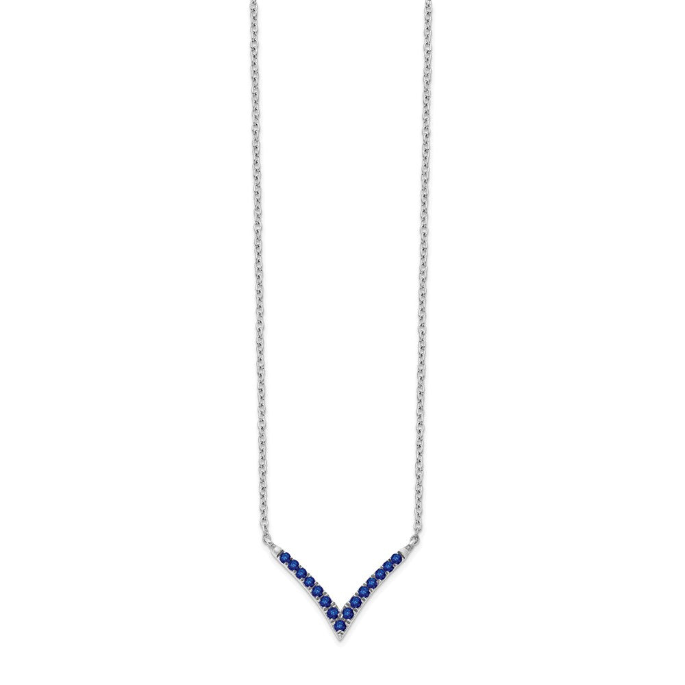 14k White Gold Gmstone V-Necklace 18"