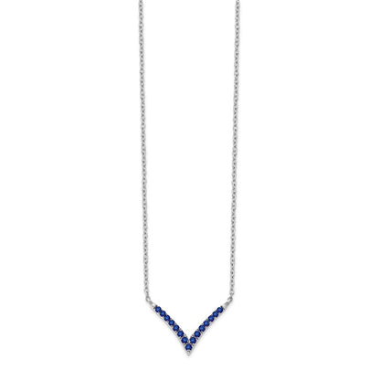 14k White Gold Gmstone V-Necklace 18"