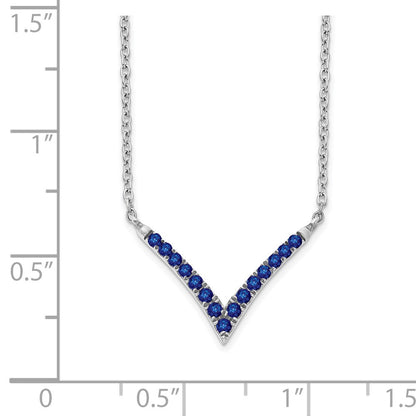 14k White Gold Gmstone V-Necklace 18"