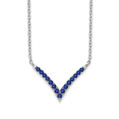 14k White Gold Gmstone V-Necklace 18"
