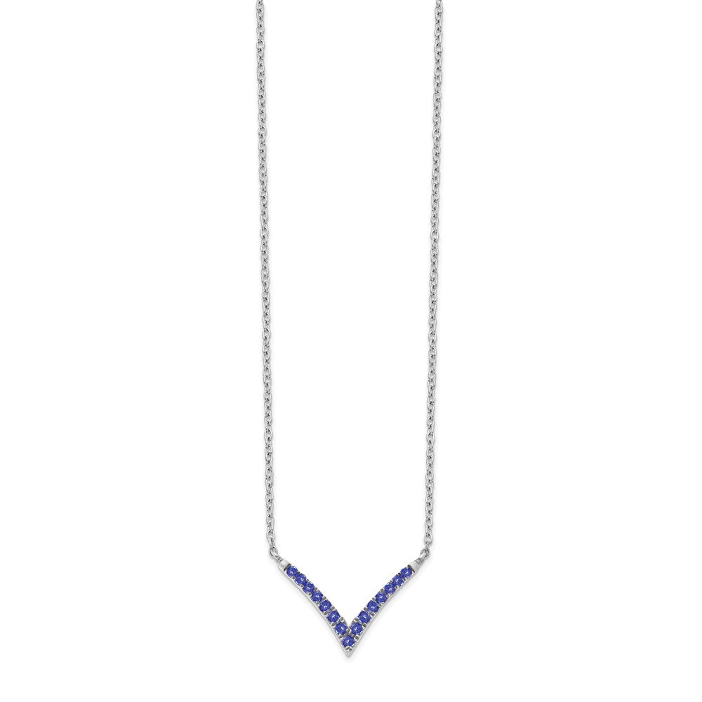 14k White Gold Gmstone V-Necklace 18"