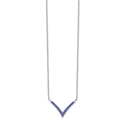 14k White Gold Gmstone V-Necklace 18"