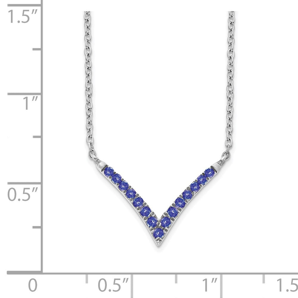 14k White Gold Gmstone V-Necklace 18"