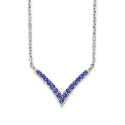14k White Gold Gmstone V-Necklace 18"