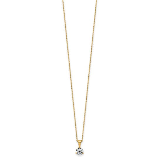 1 Ct Lab Grown Diamond Solitare Pendant Necklace 18" 14k Yellow Gold VS/SI, G