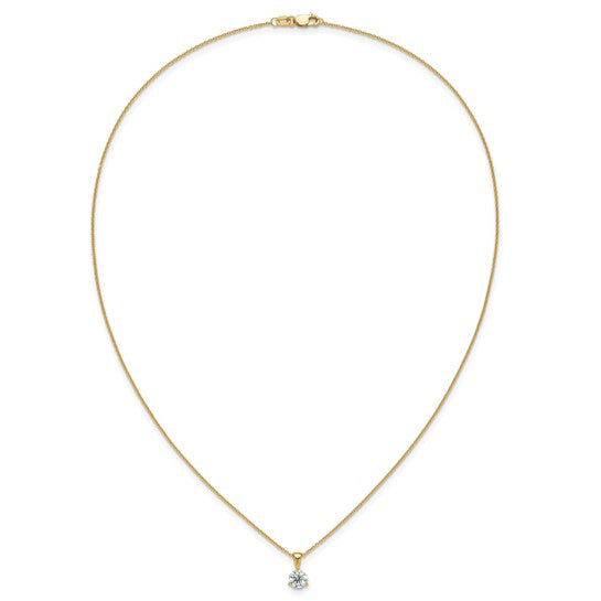 1 Ct Lab Grown Diamond Solitare Pendant Necklace 18" 14k Yellow Gold VS/SI, G