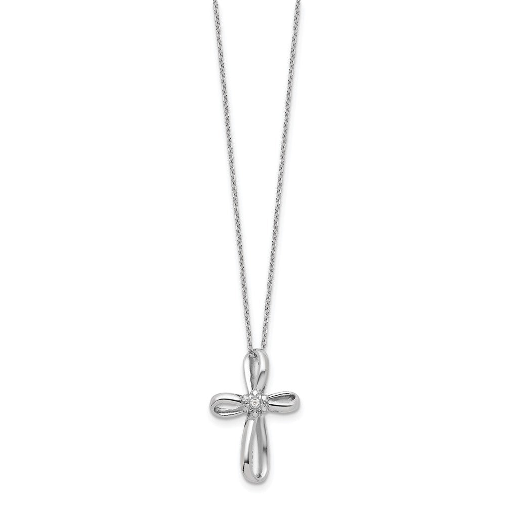 14k White Gold .01 Ct VS-SI, G Lab Grown Diamond Cross Pendant Necklace 18"