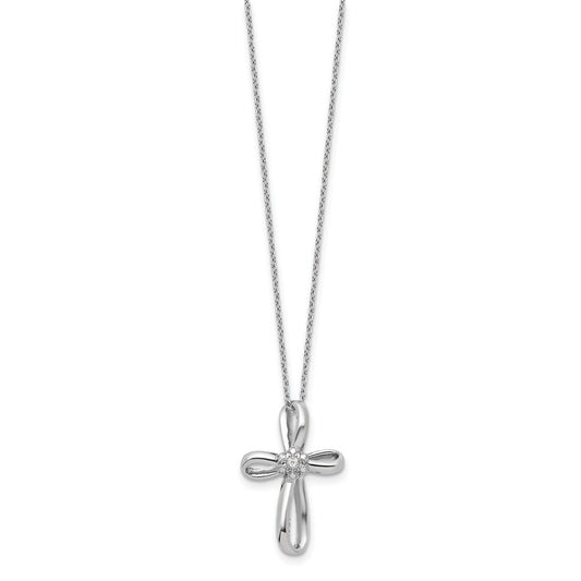 14k White Gold .01 Ct VS-SI, G Lab Grown Diamond Cross Pendant Necklace 18"