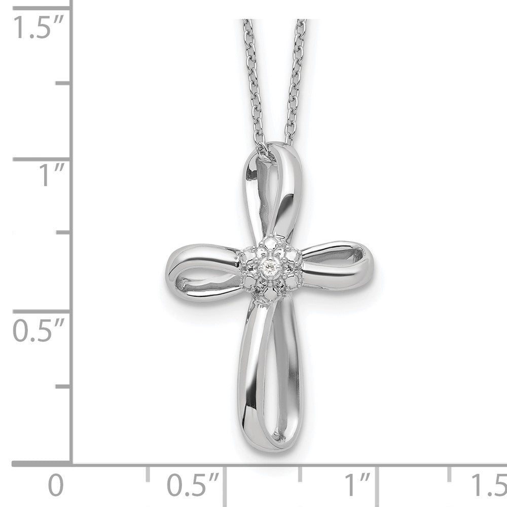 14k White Gold .01 Ct VS-SI, G Lab Grown Diamond Cross Pendant Necklace 18"