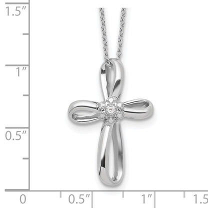 14k White Gold .01 Ct VS-SI, G Lab Grown Diamond Cross Pendant Necklace 18"