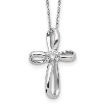 14k White Gold .01 Ct VS-SI, G Lab Grown Diamond Cross Pendant Necklace 18"