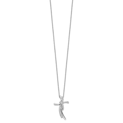 14k White Gold 1/8 Ct VS-SI, G Lab Grown Diamond Cross Pendant Necklace 18"