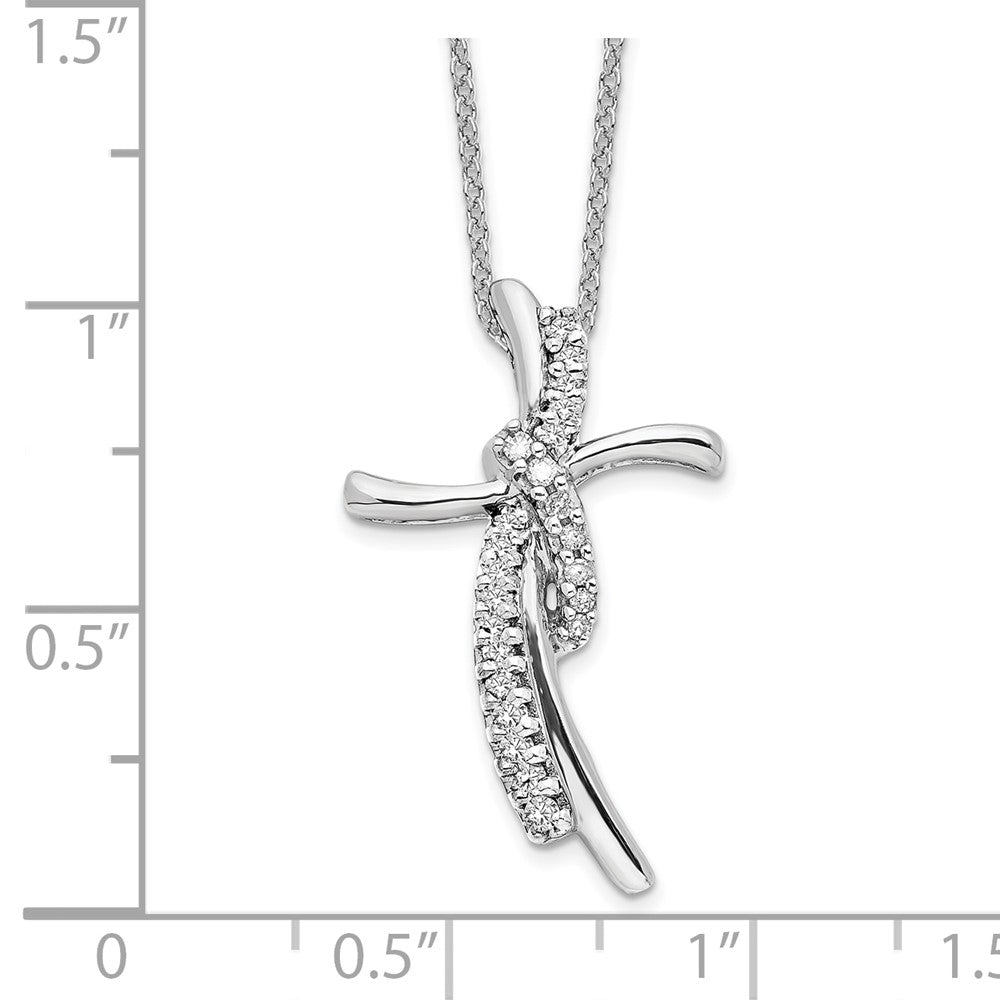 14k White Gold 1/8 Ct VS-SI, G Lab Grown Diamond Cross Pendant Necklace 18"