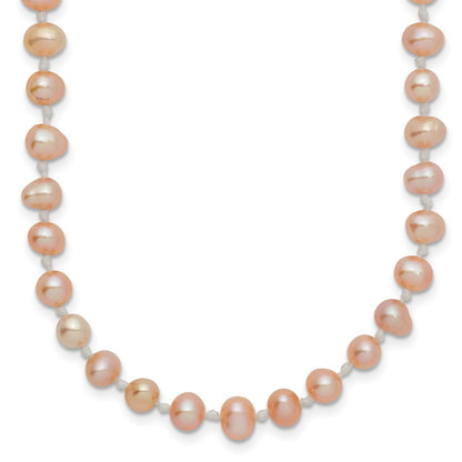 14k Yellow Gold 4-5mm Pink Round Freshwater Cultured Pearl Necklace
