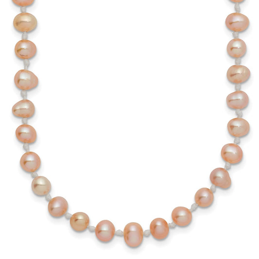 14k Yellow Gold 4-5mm Pink Round Freshwater Cultured Pearl Necklace