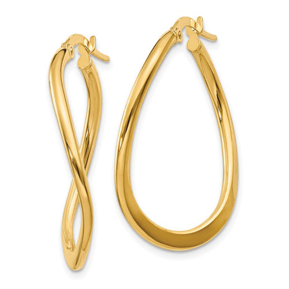 14k Yellow Gold 2mm Polished Tapered Twist Hoop Earrings