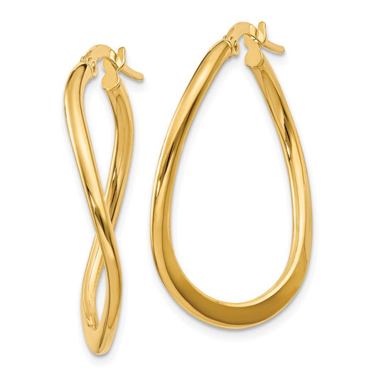 14k Yellow Gold 2mm Polished Tapered Twist Hoop Earrings