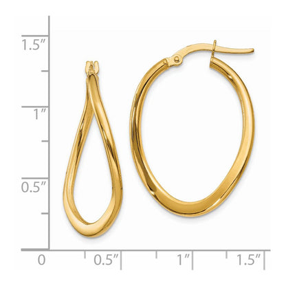 14k Yellow Gold 2mm Polished Tapered Twist Hoop Earrings