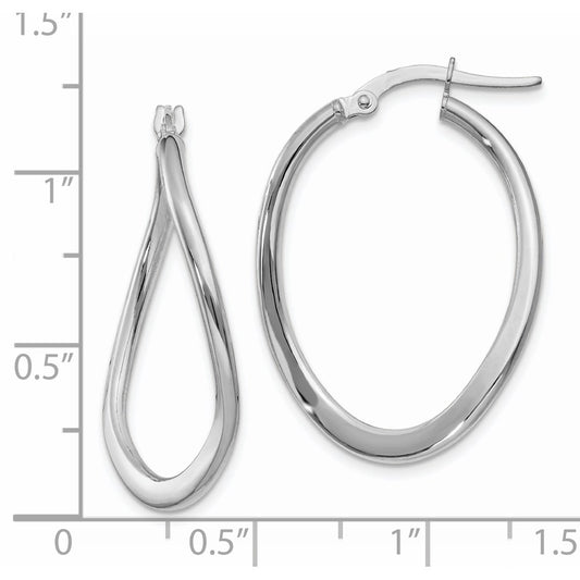 14k White Gold 2mm Tapered Twist Hoop Earrings