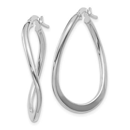 14k White Gold 2mm Tapered Twist Hoop Earrings