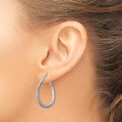 14k White Gold 2mm Tapered Twist Hoop Earrings