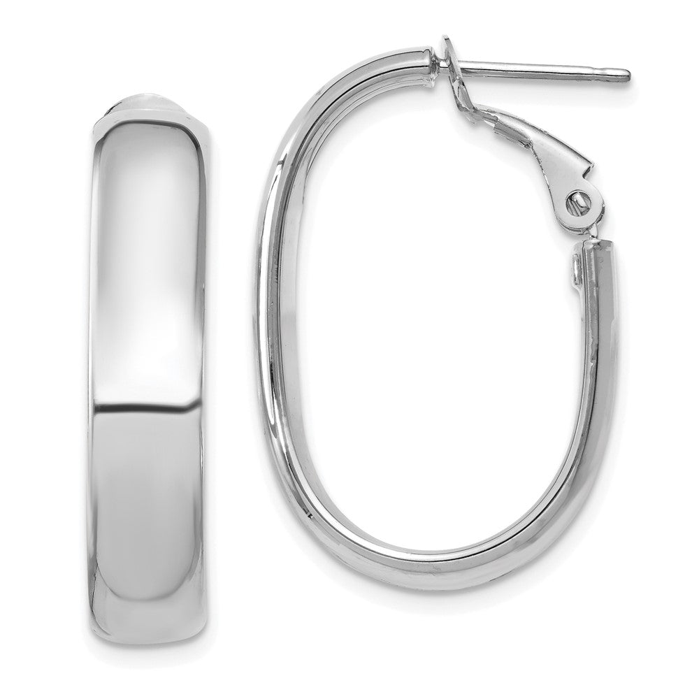 14k Gold 5.75mm Oval Omega Back Hoop Earrings L-27 mm, W-23.5 mm