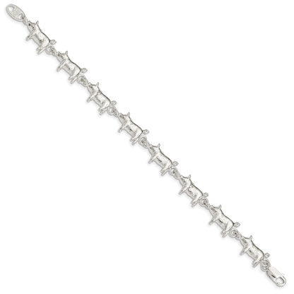 925 Sterling Silver 10mm Pig Bracelet 7 inch
