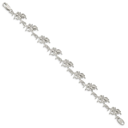 925 Sterling Silver 13mm Unicorns Bracelet 7 inch