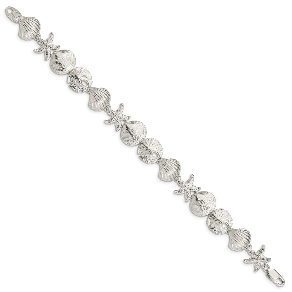 925 Sterling Silver 13mm Seashells Bracelet