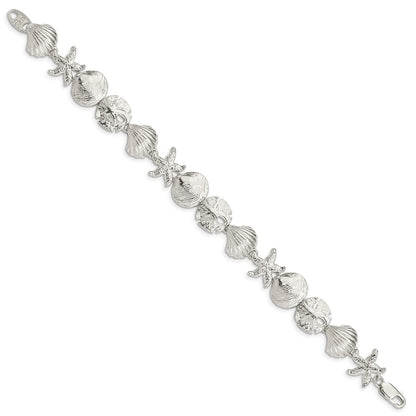925 Sterling Silver 13mm Seashells Bracelet
