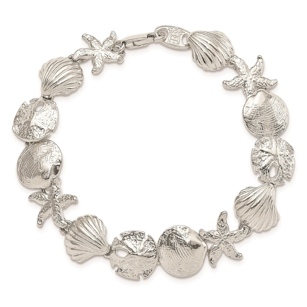 925 Sterling Silver 13mm Seashells Bracelet