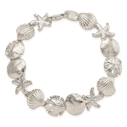 925 Sterling Silver 13mm Seashells Bracelet