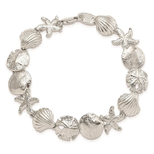 925 Sterling Silver 13mm Seashells Bracelet