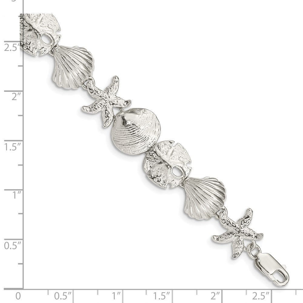 925 Sterling Silver 13mm Seashells Bracelet