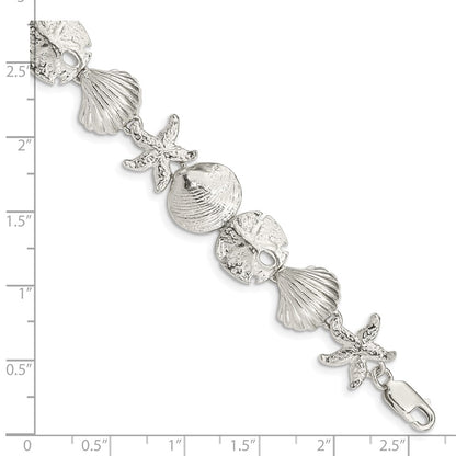 925 Sterling Silver 13mm Seashells Bracelet