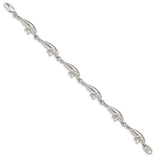 925 Sterling Silver 9mm Manatees Bracelet 7 inch