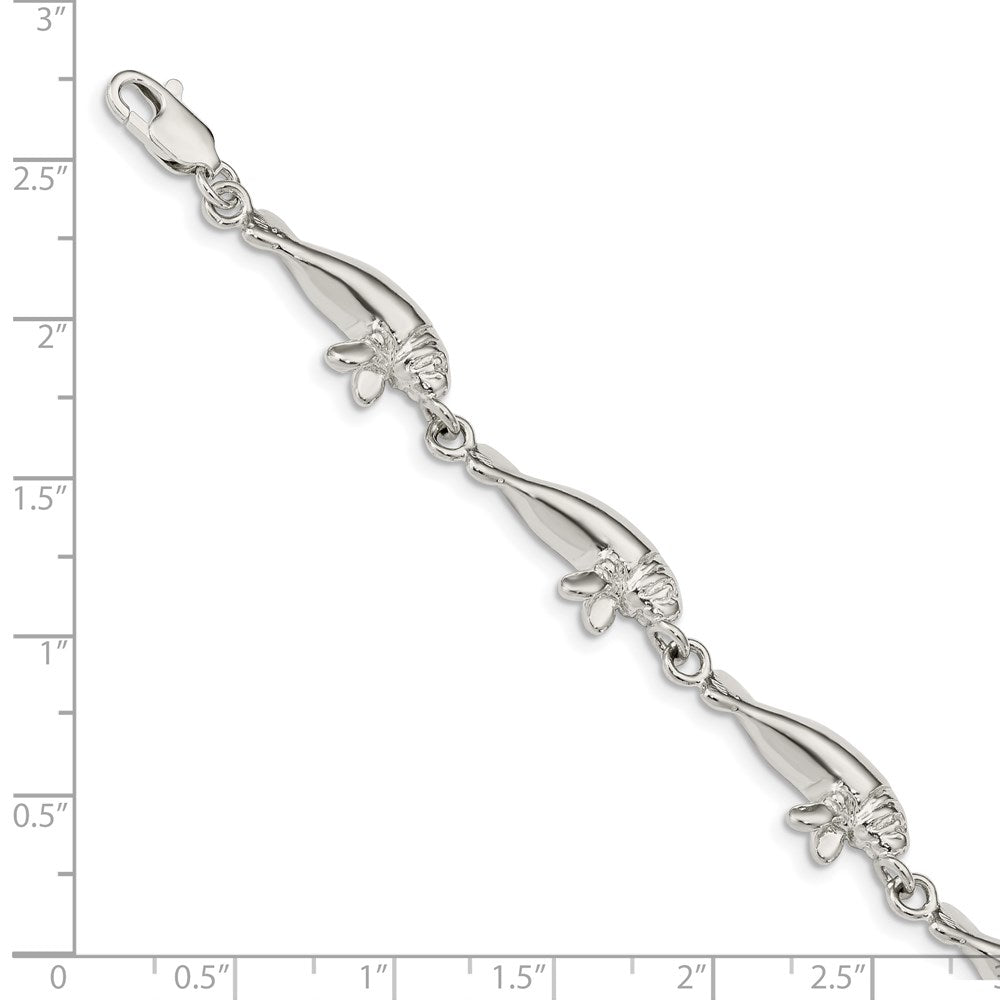 925 Sterling Silver 9mm Manatees Bracelet 7 inch