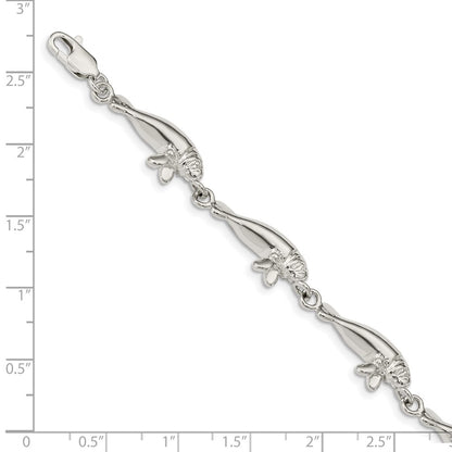 925 Sterling Silver 9mm Manatees Bracelet 7 inch