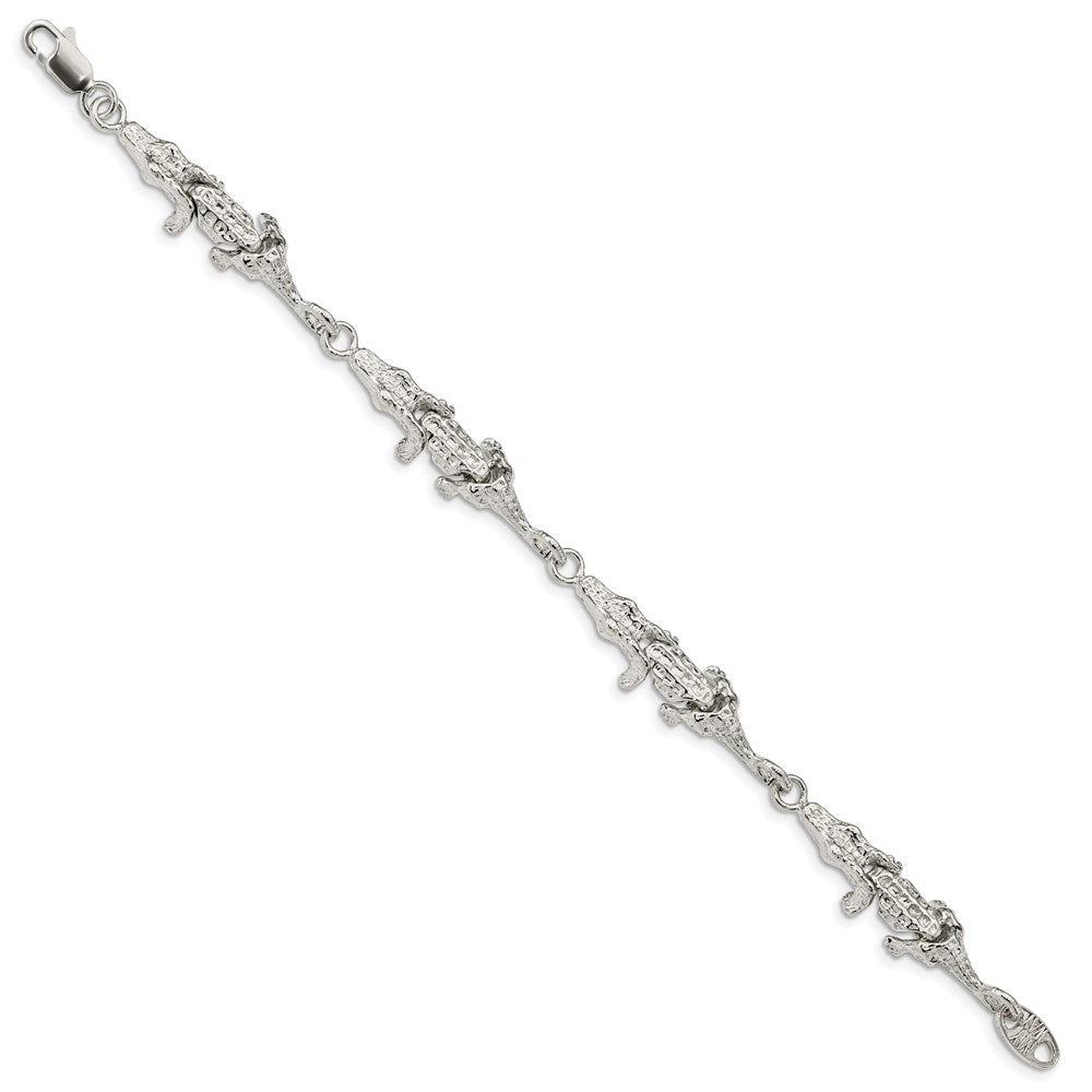 925 Sterling Silver 11mm Alligator Bracelet 7 inch