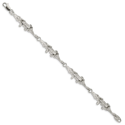 925 Sterling Silver 11mm Alligator Bracelet 7 inch