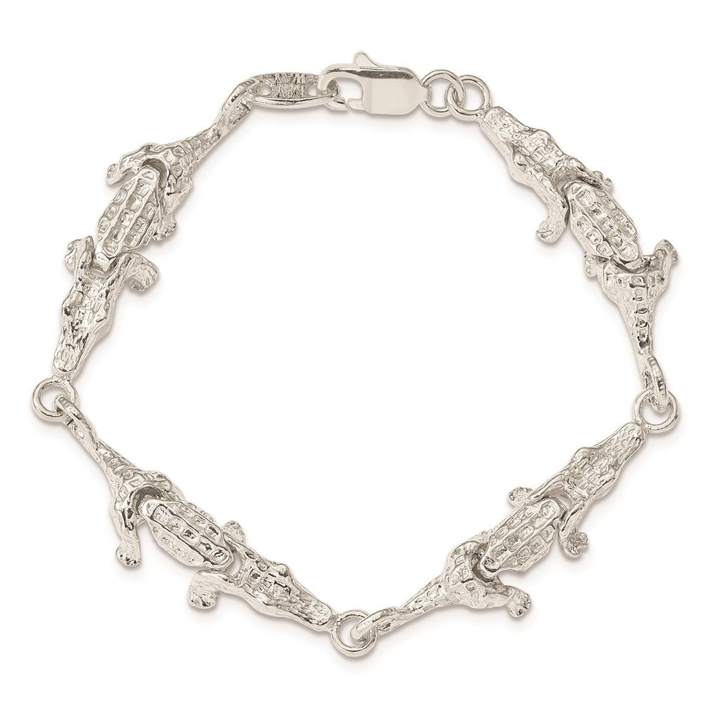 925 Sterling Silver 11mm Alligator Bracelet 7 inch