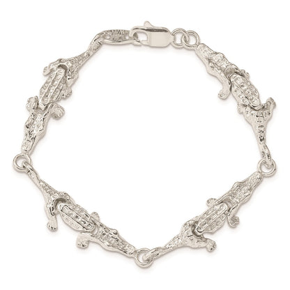 925 Sterling Silver 11mm Alligator Bracelet 7 inch