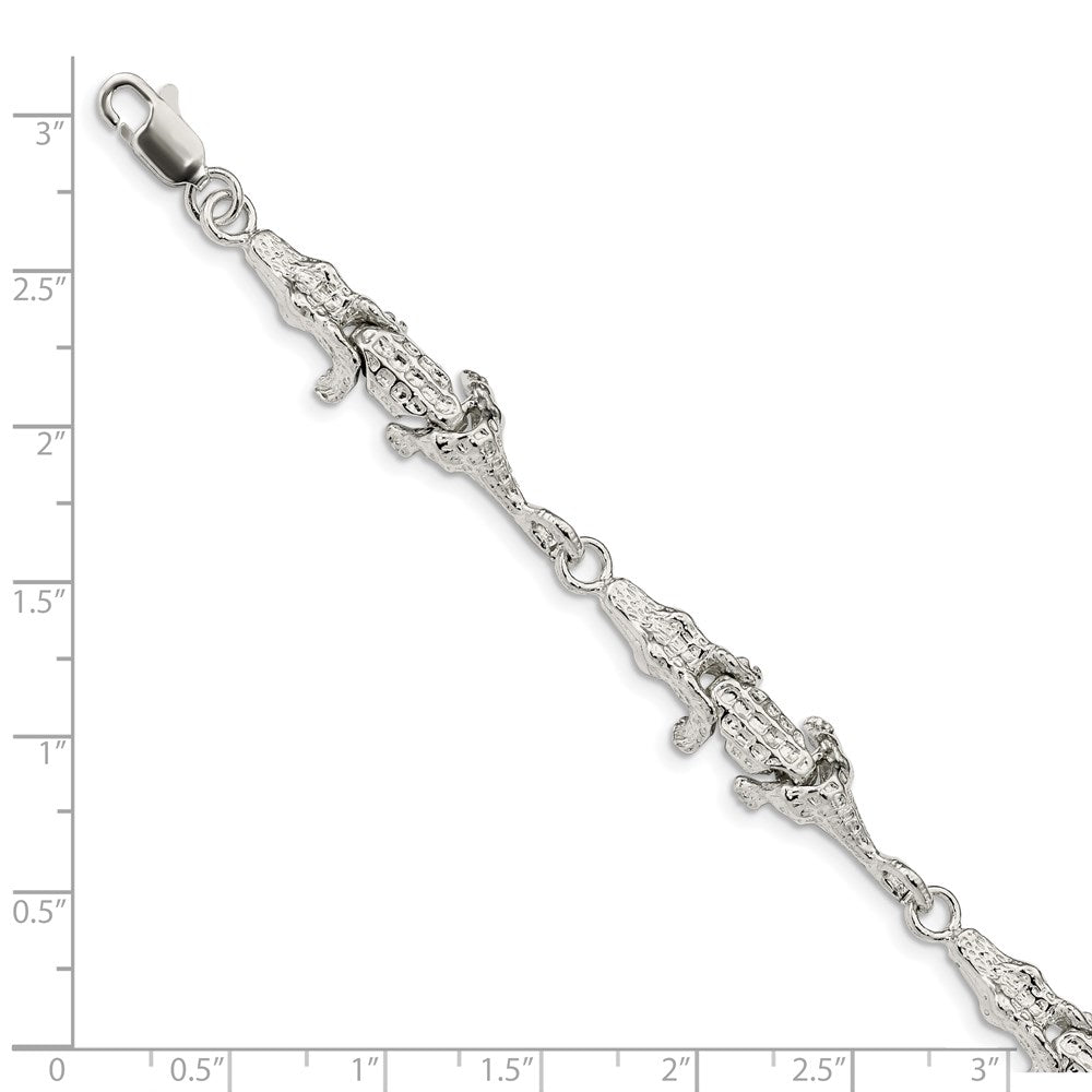 925 Sterling Silver 11mm Alligator Bracelet 7 inch